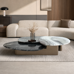 1.56m Extendable & swivel coffee table with stone top MJ2072
