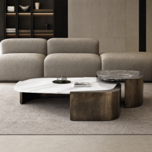 1.2m Curved Stainless Steel Base Combo Coffee Table MJ2070