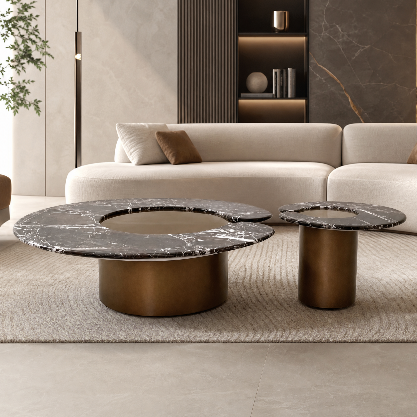 1.0m Ring‑Shaped Cut‑Out Tabletop Design Coffee Table MJ2068