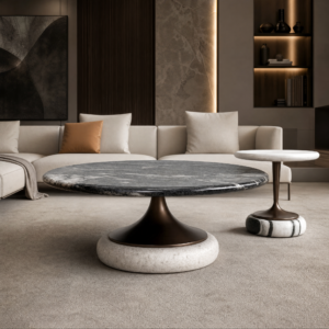 Tulip‑Shaped Solid stone Base Coffee Table Set MJ2060