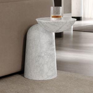 Sculptural Marble Side Table with Cantilever Design BJ022