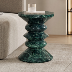 Sculptural Stacked Green Marble Side Table BJ020