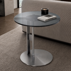 Glass Accent Table with Linked Double Metal Legs MJ111