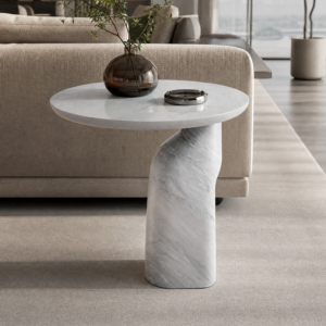 Abstract Curved Marble Accent Table 太空灰