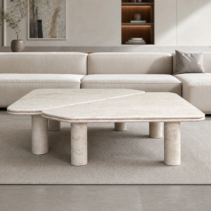1.2m Geometric Interlocking Stacked‑Top Cylinder Leg Coffee Table Set MJ2051