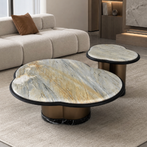 1.1m Irregular Cloud‑Shaped Marble Coffee Table Set MJ1506