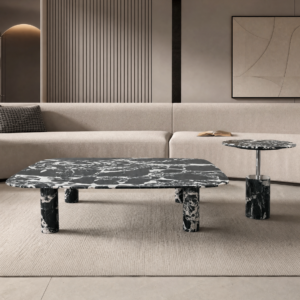 1.2m Rounded Rectangle Tabletop & Solid Marble Column Legs MJ273