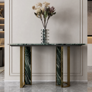 1.6m Gold Framed Green Marble Console MJ610