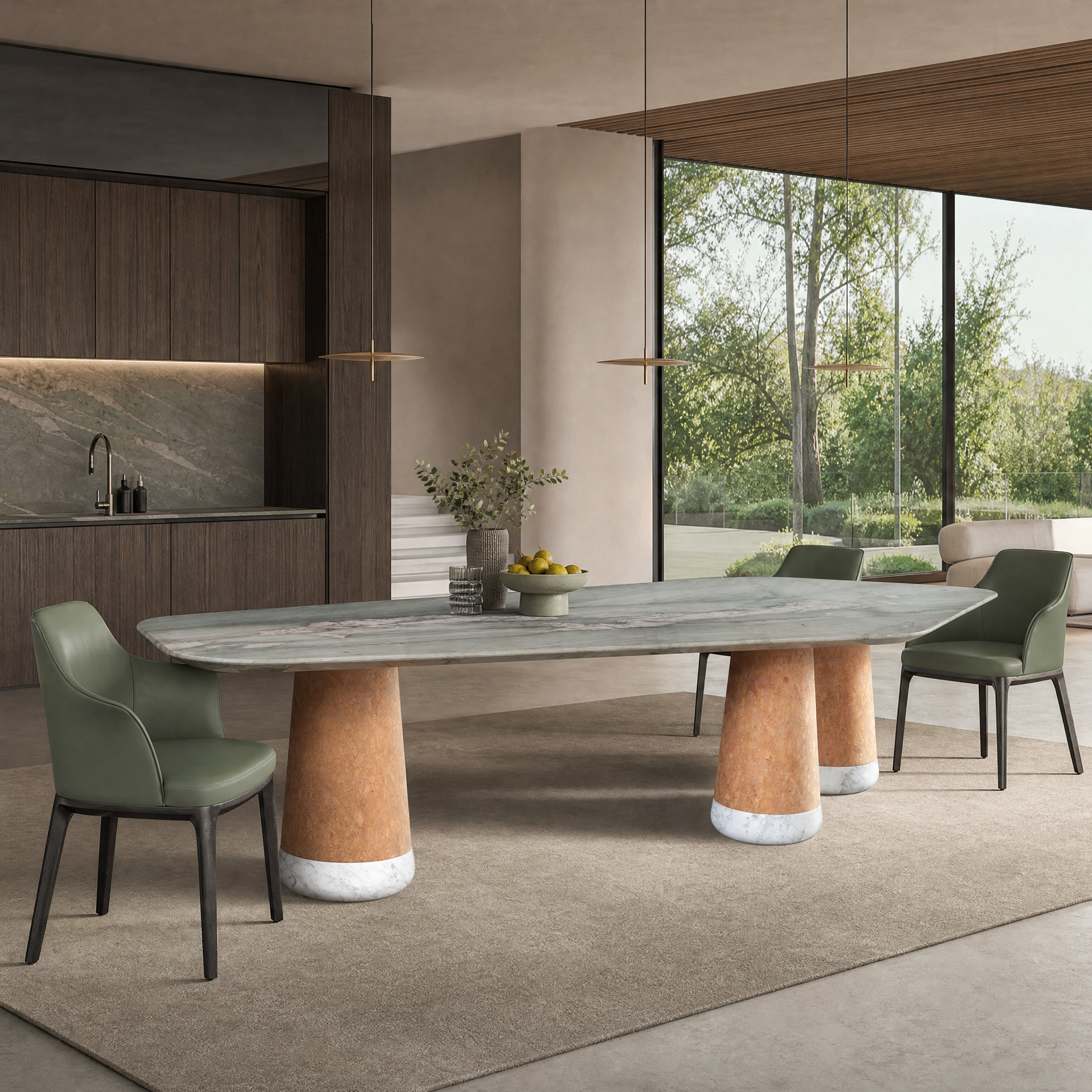 3m Three Independent Conical Pier Supports Dining Table MJ1377