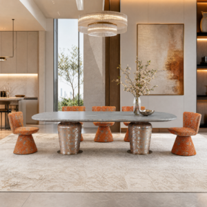 3m Italian Luxury Dining Table with Vase Design Base MJ1390