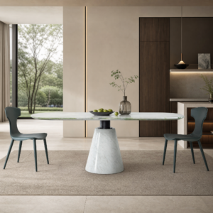 2.0m Solid Stone Single Base Design Dining Table MJ1361