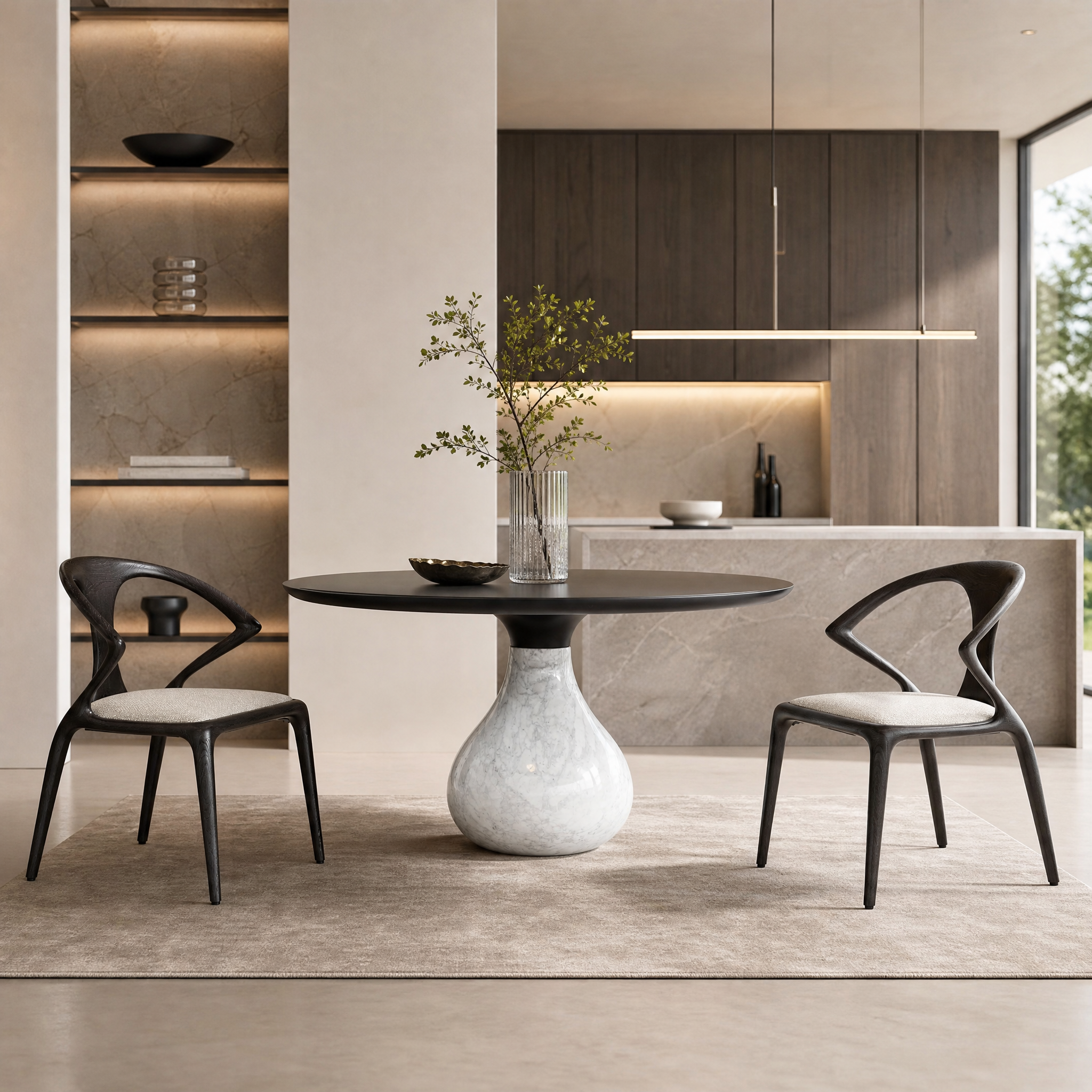 1.6m Solid Marble Base Round Dining Table MJ1278