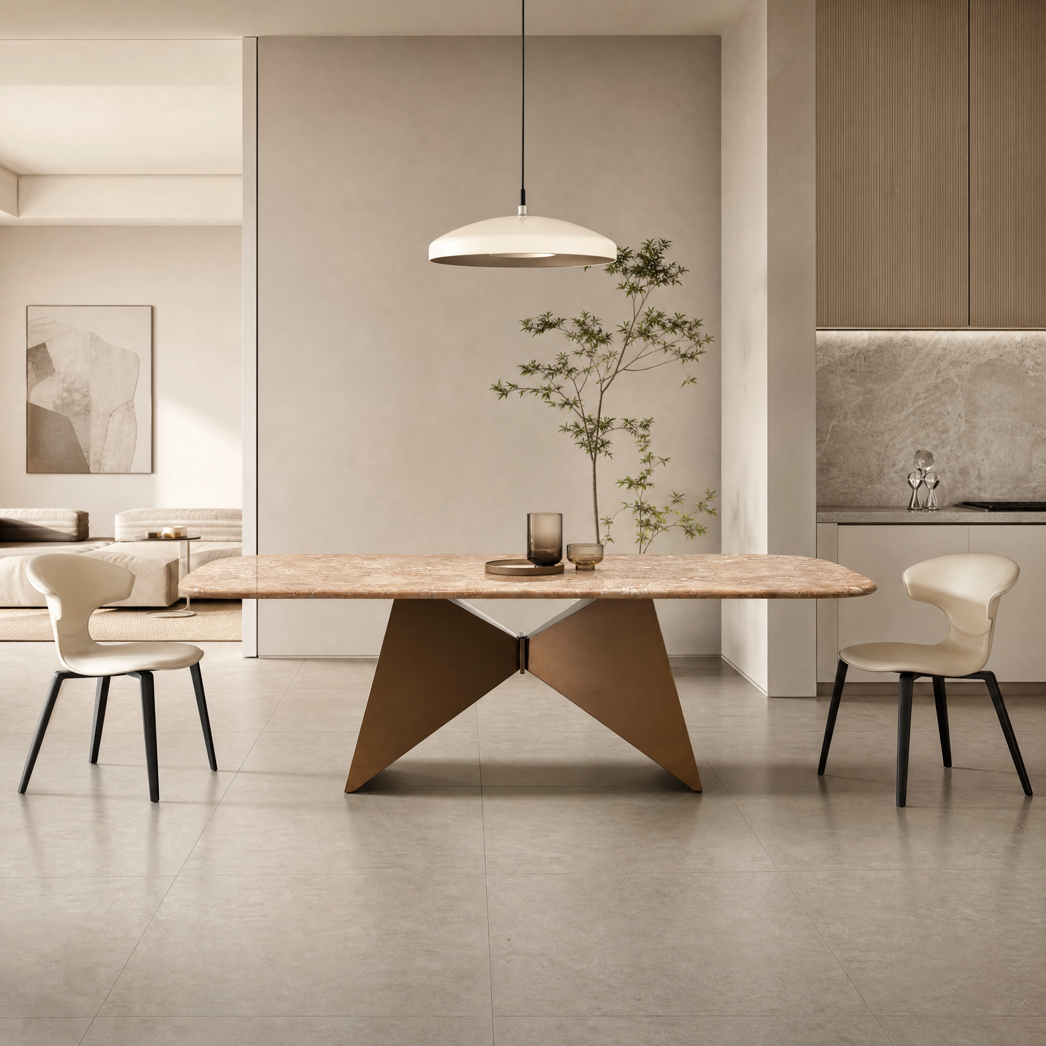 2.4m Unique Dining Table with butterfly Design Base MJ1381
