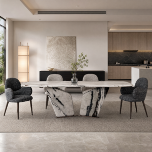 2.4m Unique Dining Table with Marble Design Base MJ1382