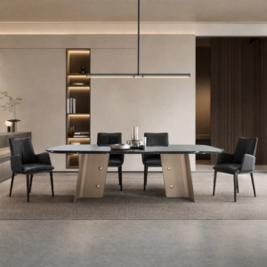 2.4m Stainless Steel Base Nature Marble Top Dining Table MJ1233