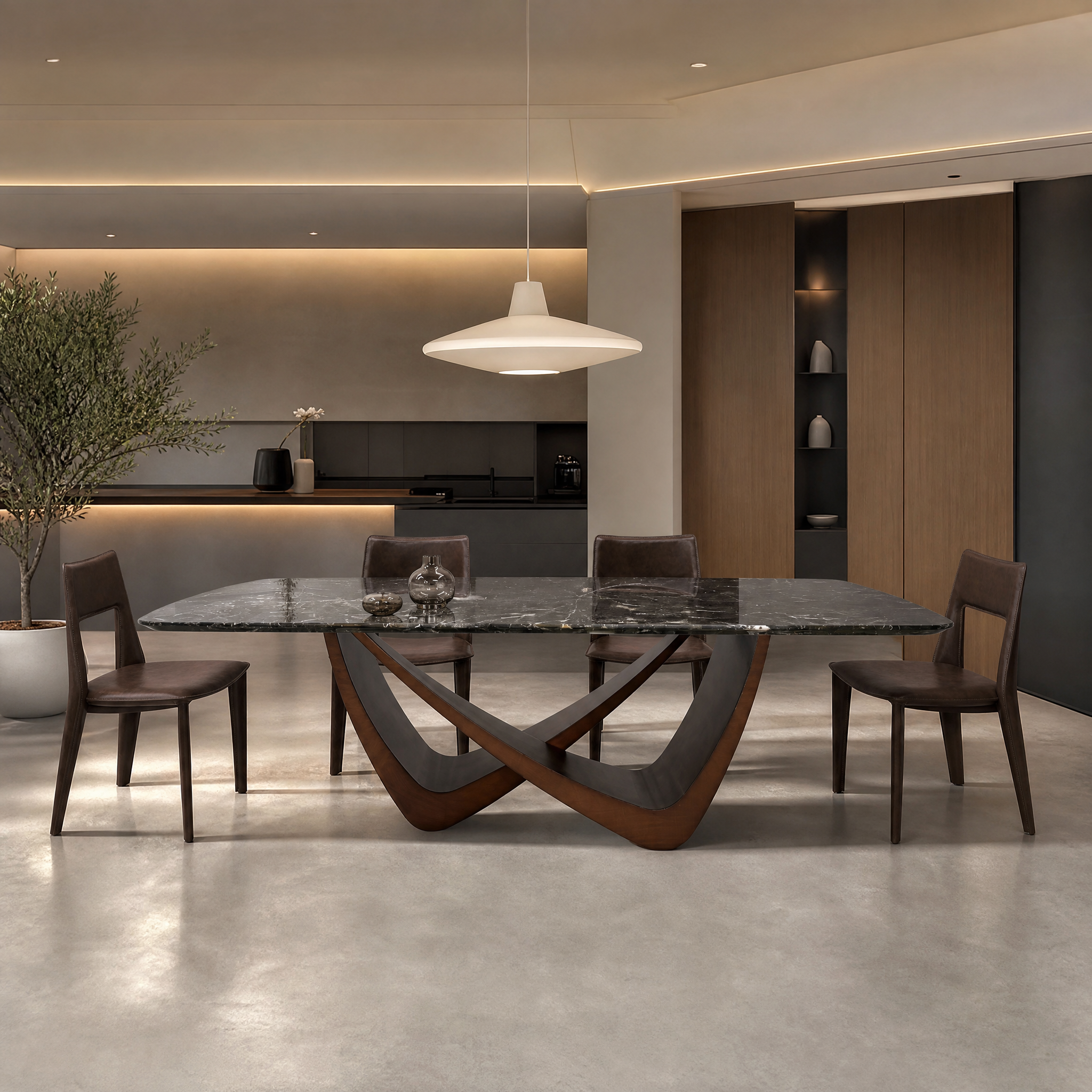 2.4m Staggered Double‑V Design Base Dining Table MJ1376