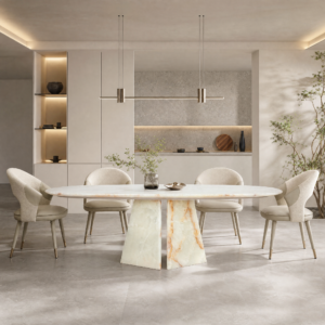 2.4m Nature Marble Top Dining Table MJ1387