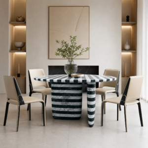 1.62m Nature Stone Round Dining Table Zebra