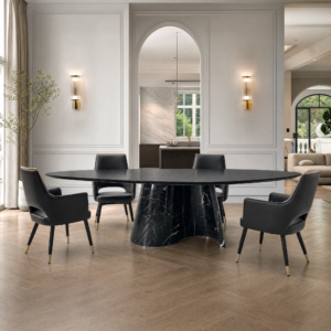 2.6m Contoured Base Nature Marble Top Dining Table MJ1556