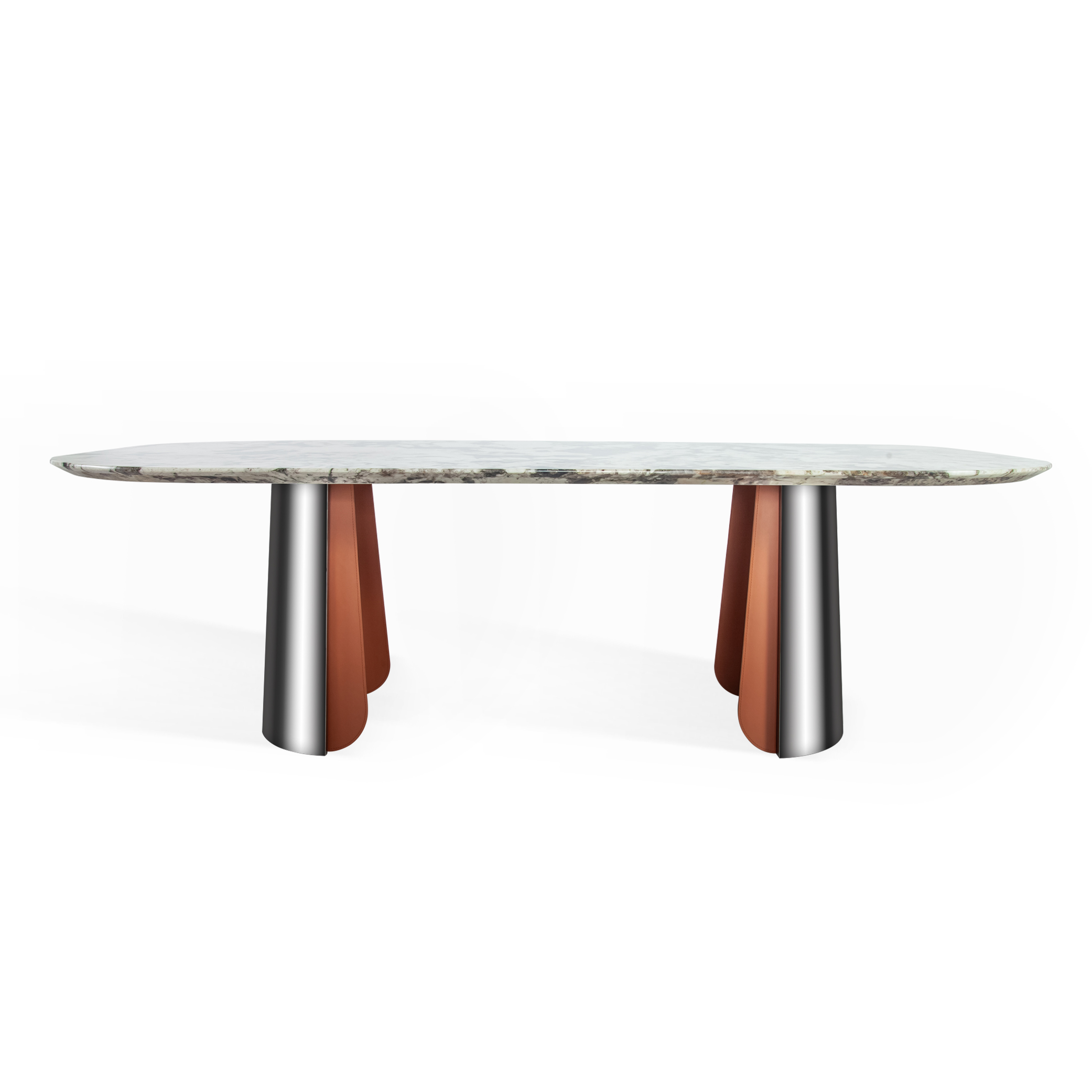 2.4m Upholstered Double‑Leg Stainless‑Steel Dining Table MJ1265 - 图片 3