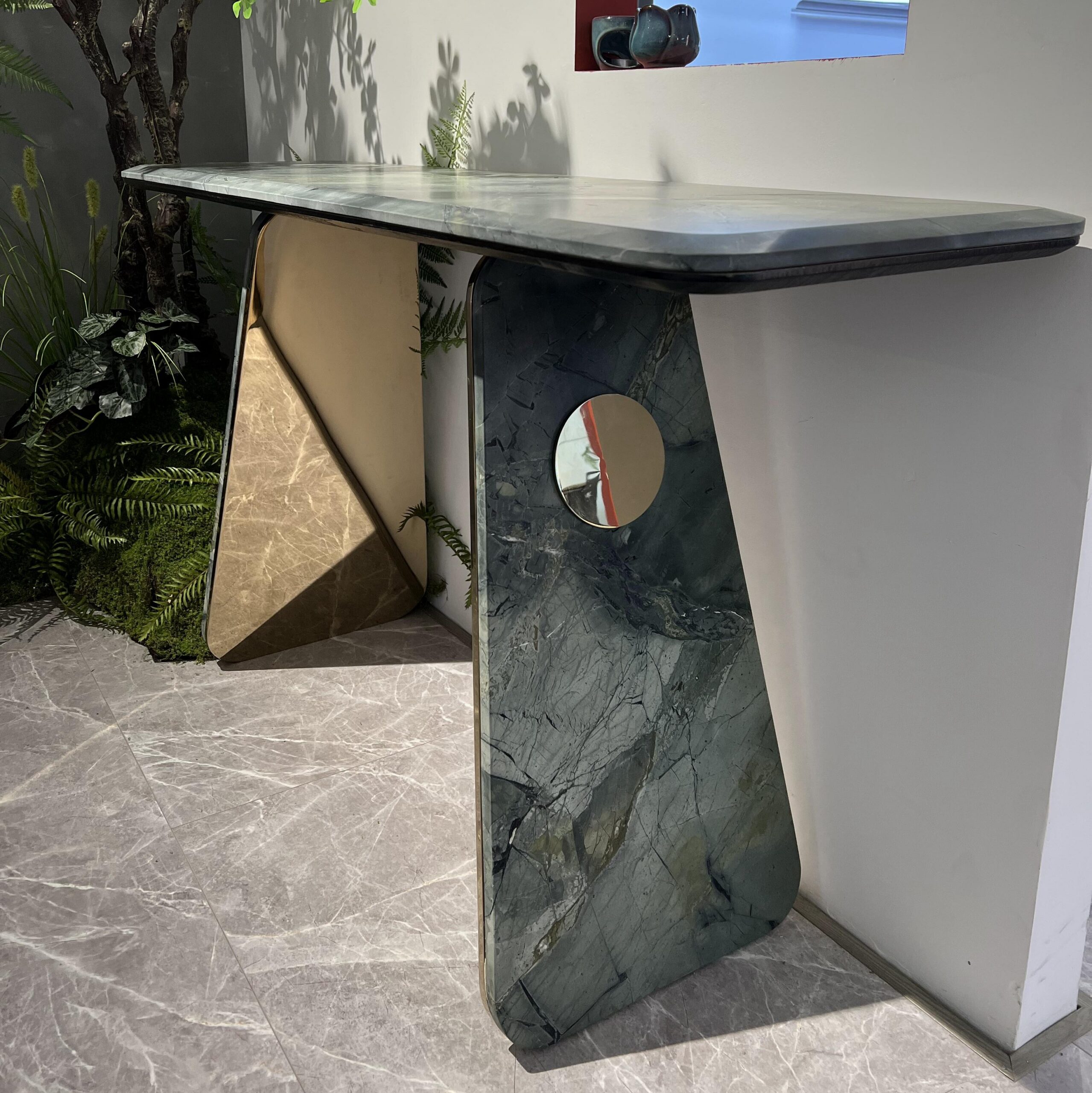 1.4m Green Nature Marble and Golden Stainless Steel MJ180 - 图片 3
