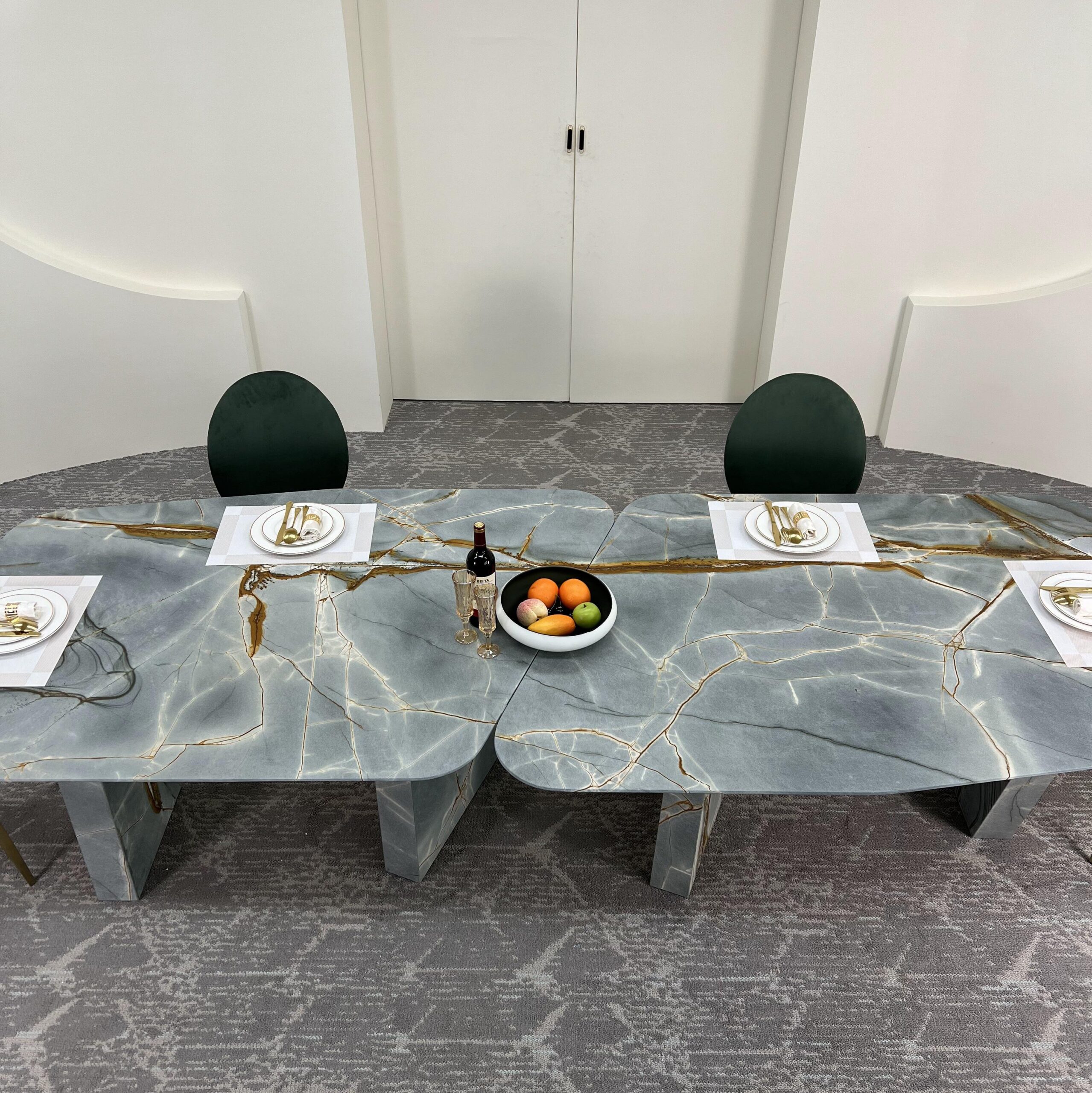 3.2m Villa Big Size Four Legs Nature Marble Dining Table MJ605 - 图片 3