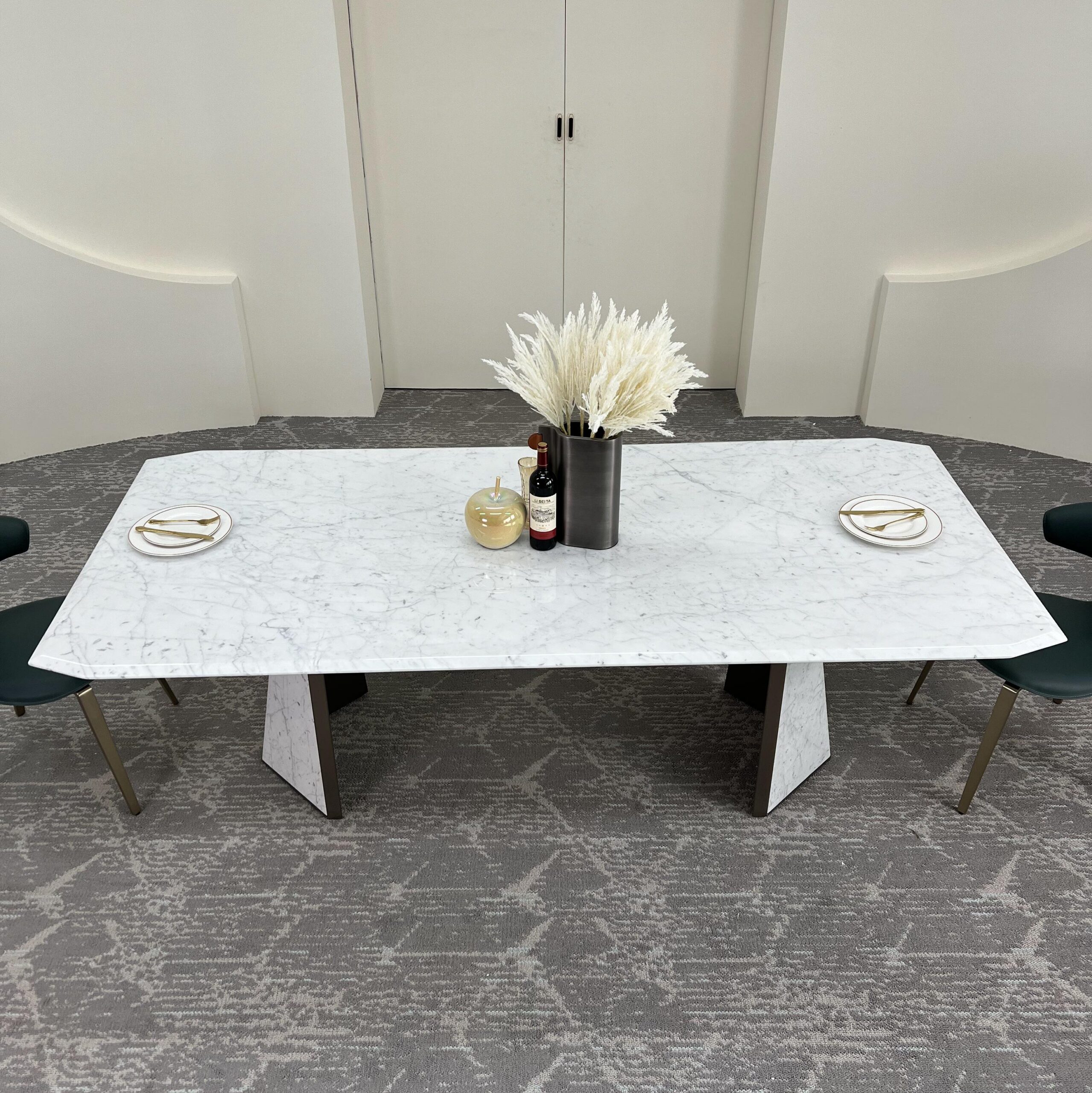 2.4m Light Slim‑profile Natural Marble Dining Table MJ1283 - 图片 3