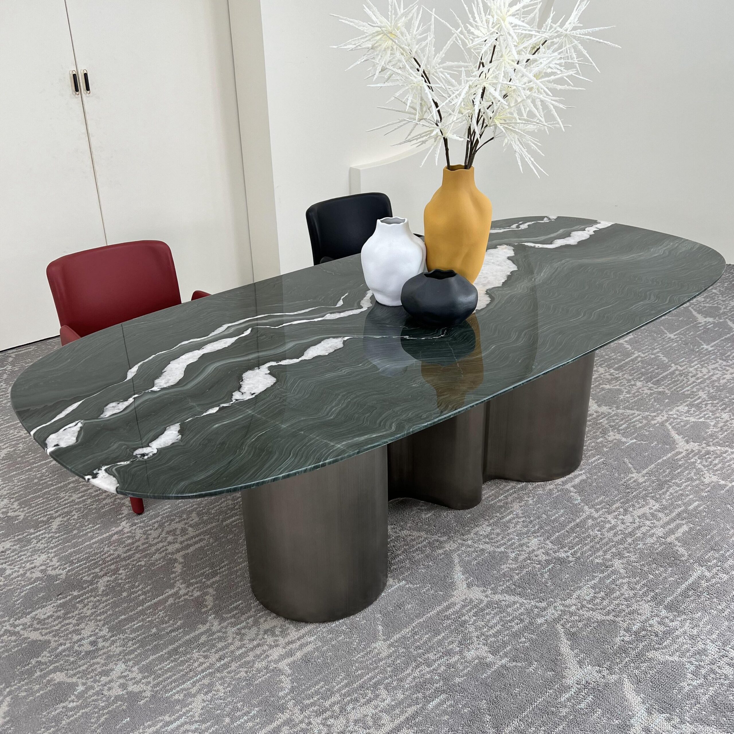 2.4m Wave‑designed Natural Marble Dining Table MJ1296 - 图片 3