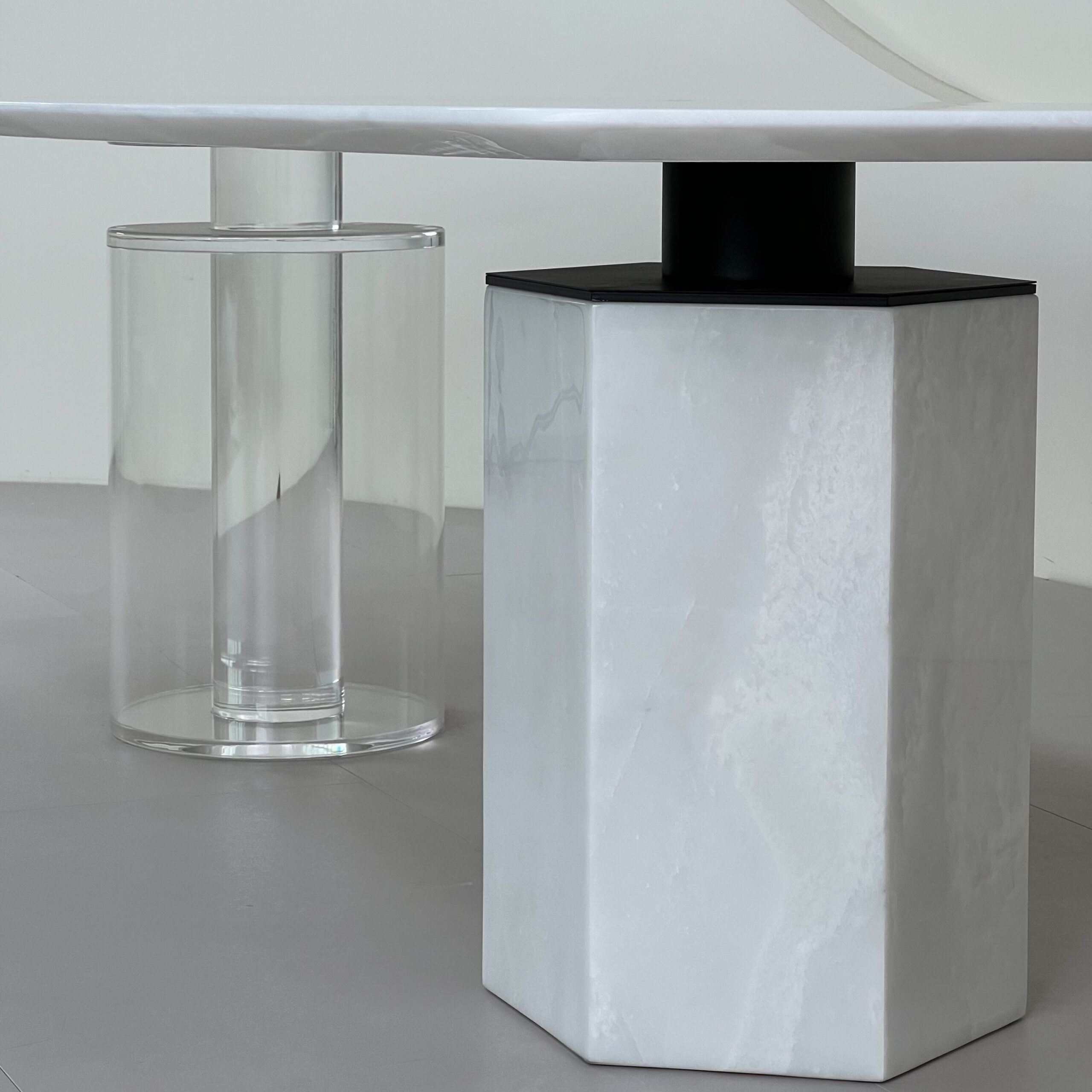 2.6m Asymmetric Dual‑base Onyx Nature Marble Dining Table MJ1281 - 图片 3