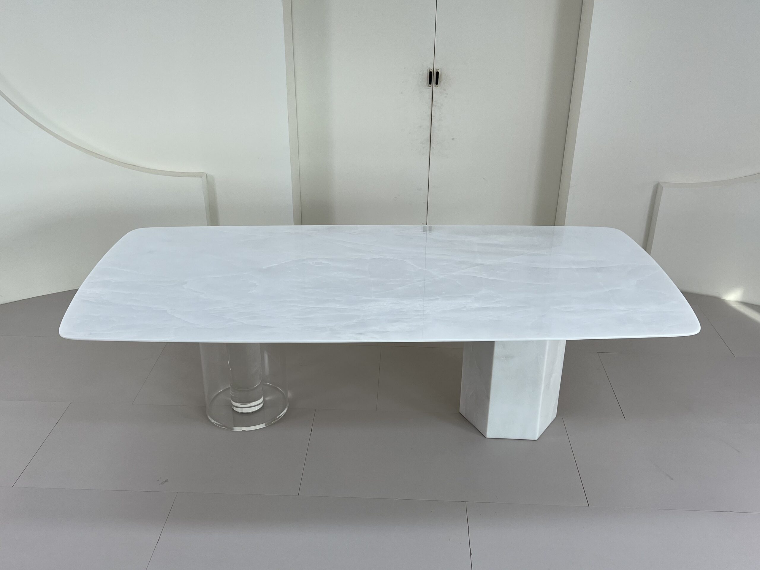 2.6m Asymmetric Dual‑base Onyx Nature Marble Dining Table MJ1281 - 图片 4