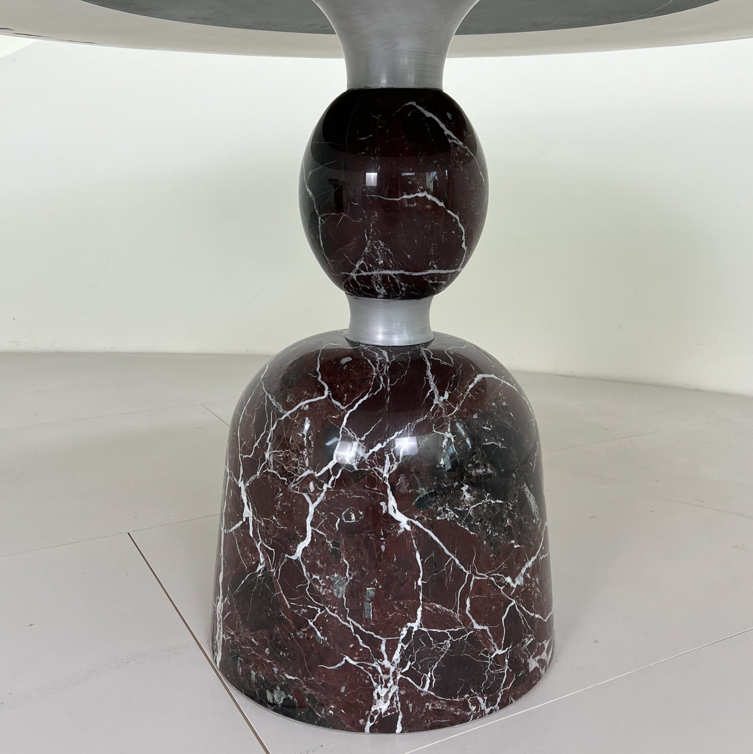 1.5m Red Nature Marble Solid Stone Base Dining Table MJ1308 - 图片 3