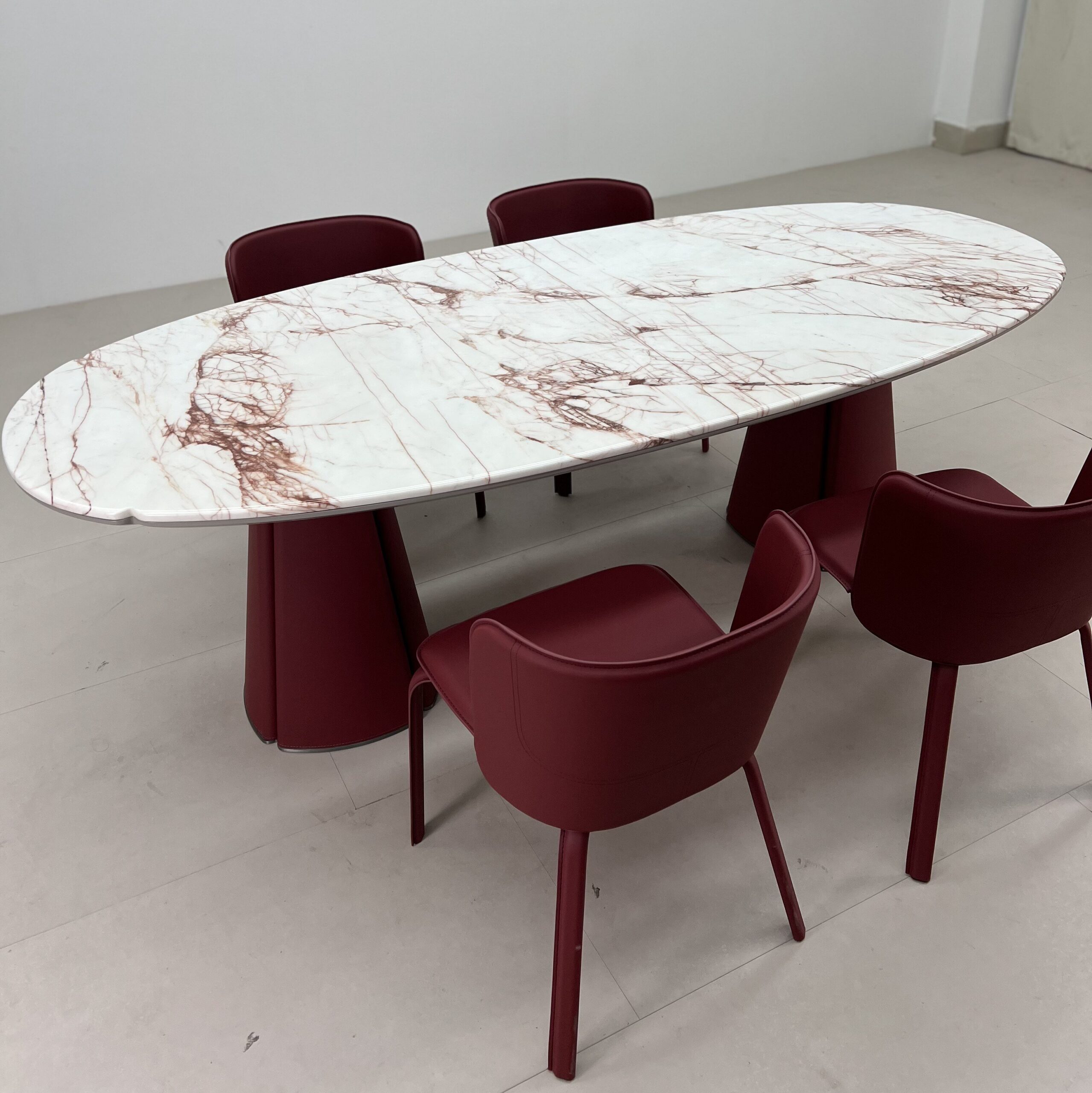 2.4m Dining Table with Two Tapered Leather Upholstered Bases MJ1356 - 图片 2
