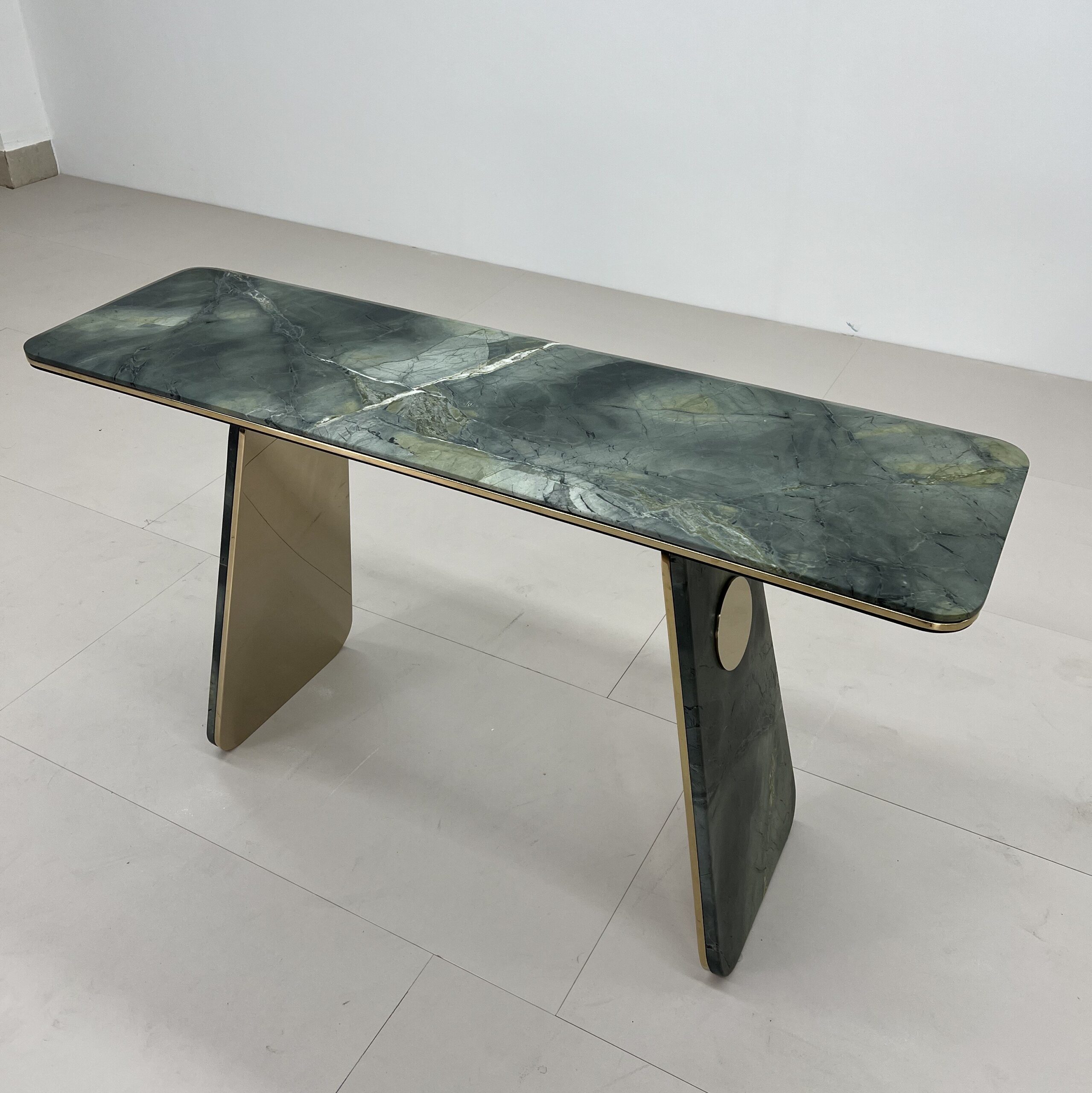 1.4m Green Nature Marble and Golden Stainless Steel MJ180 - 图片 4