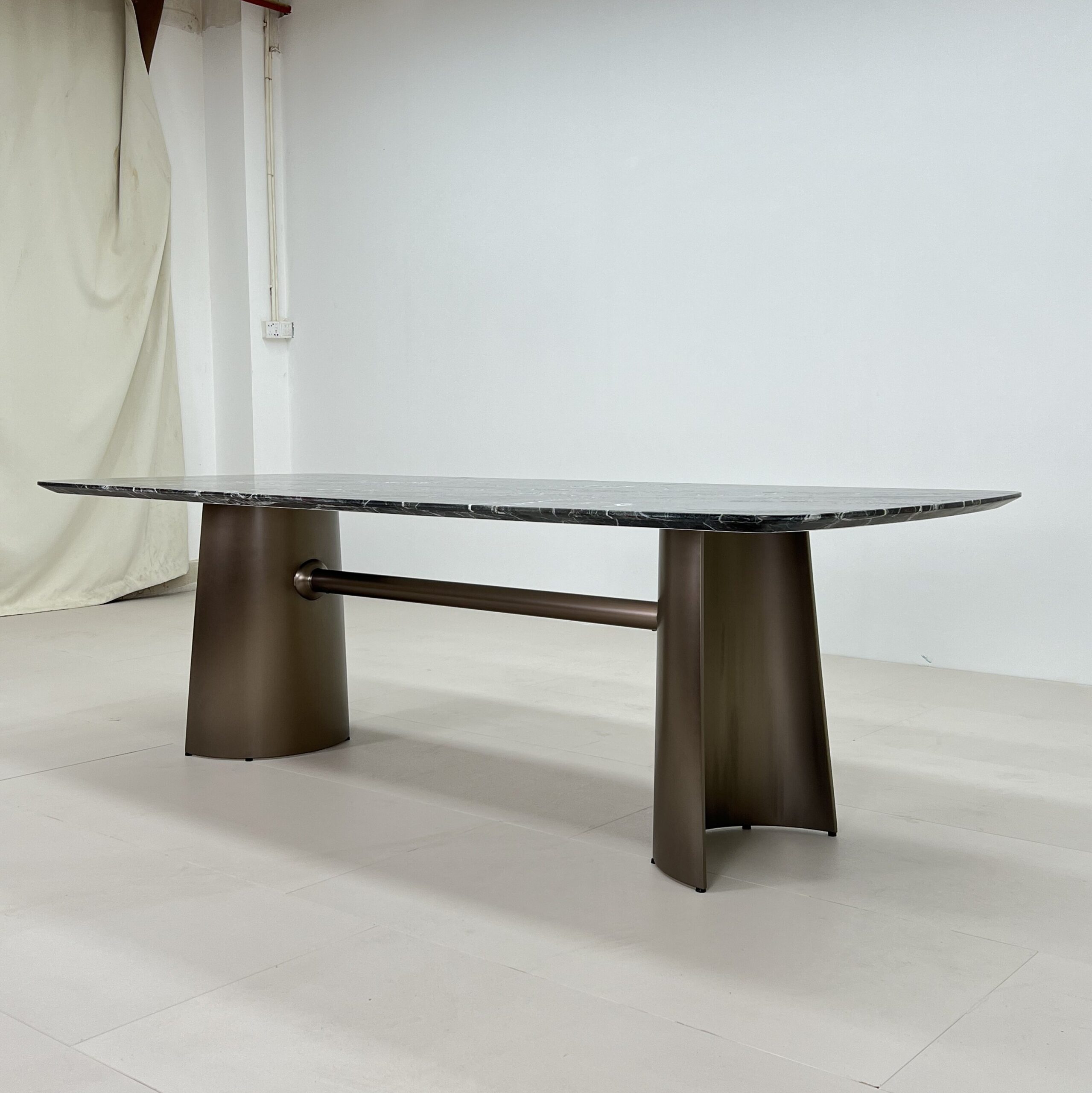2.4m Horizontal Cross‑bar Nature Marble Dining Table MJ1322 - 图片 2