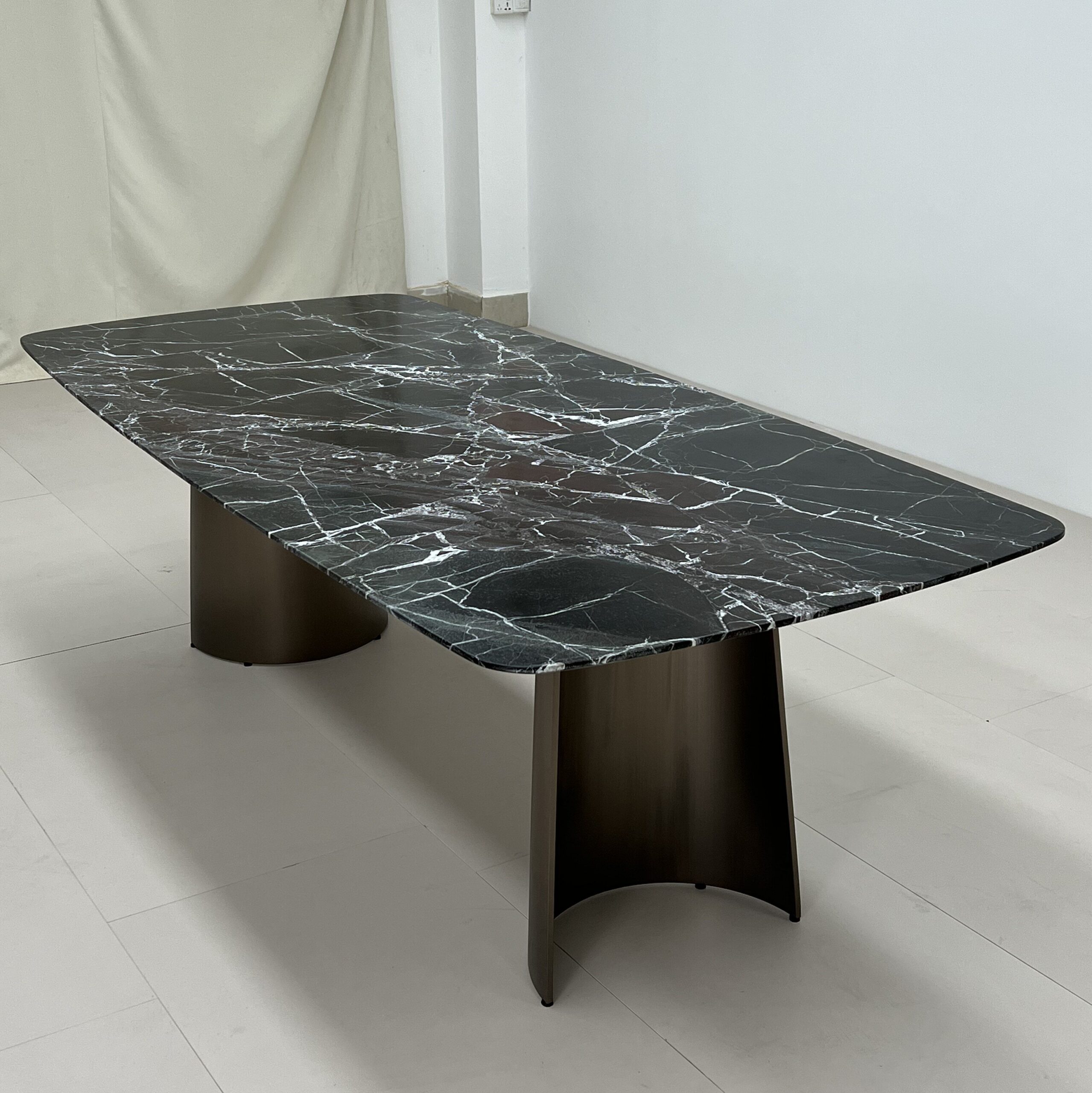 2.4m Horizontal Cross‑bar Nature Marble Dining Table MJ1322 - 图片 4