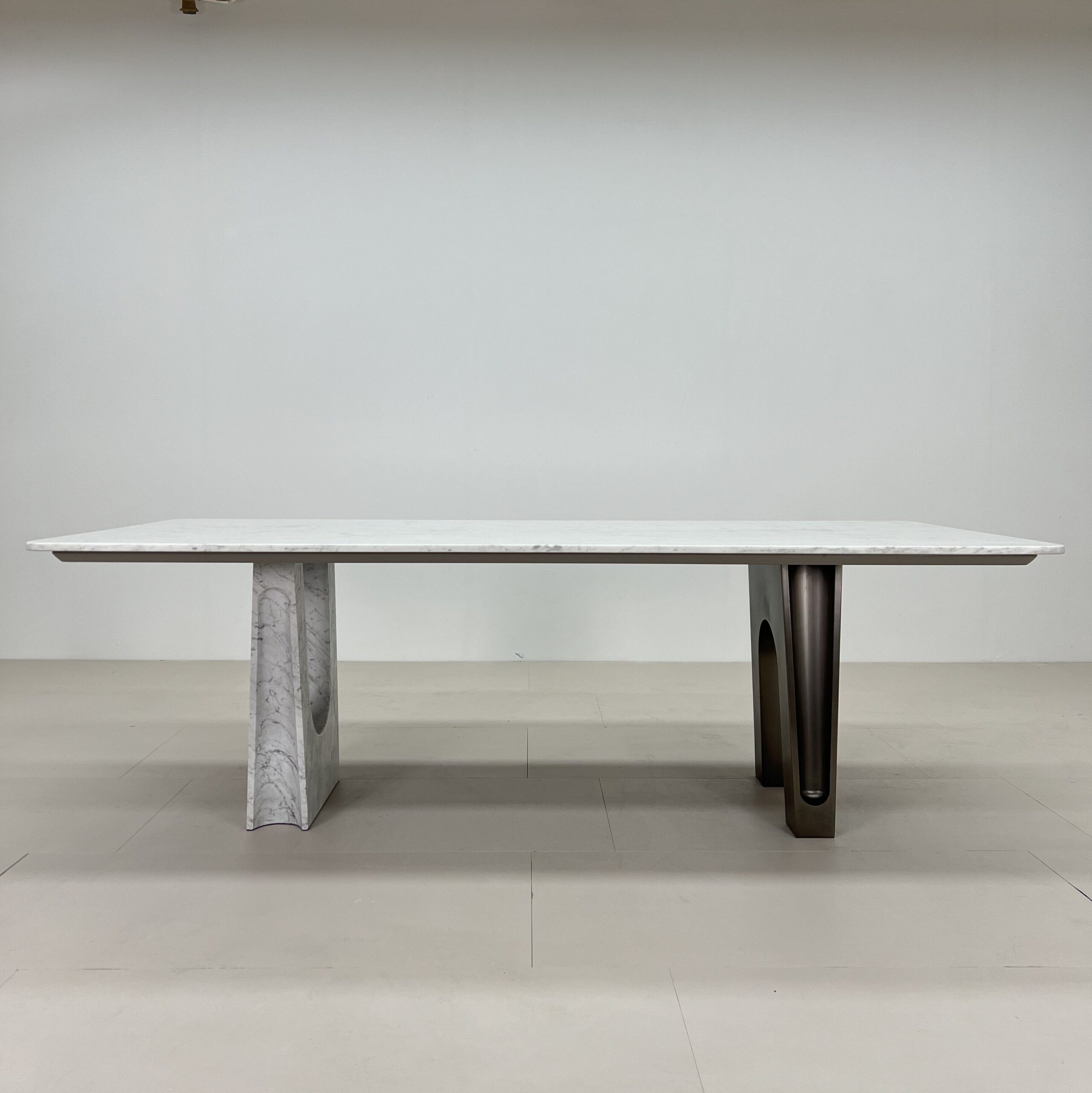 2.4m Fendi‑style Dining Table with Solid Natural Marble Pedestal Base MJ1297 - 图片 2