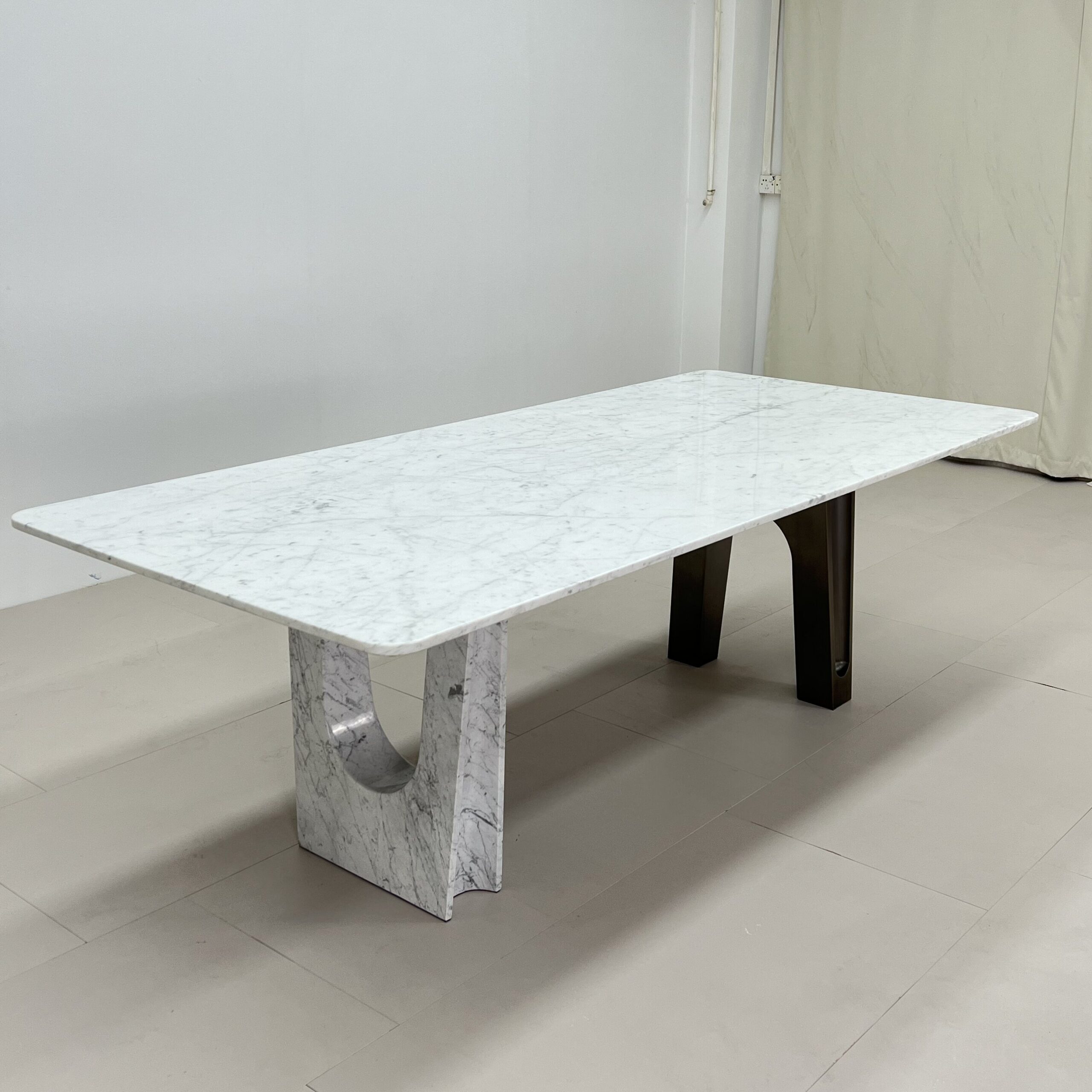 2.4m Fendi‑style Dining Table with Solid Natural Marble Pedestal Base MJ1297 - 图片 4