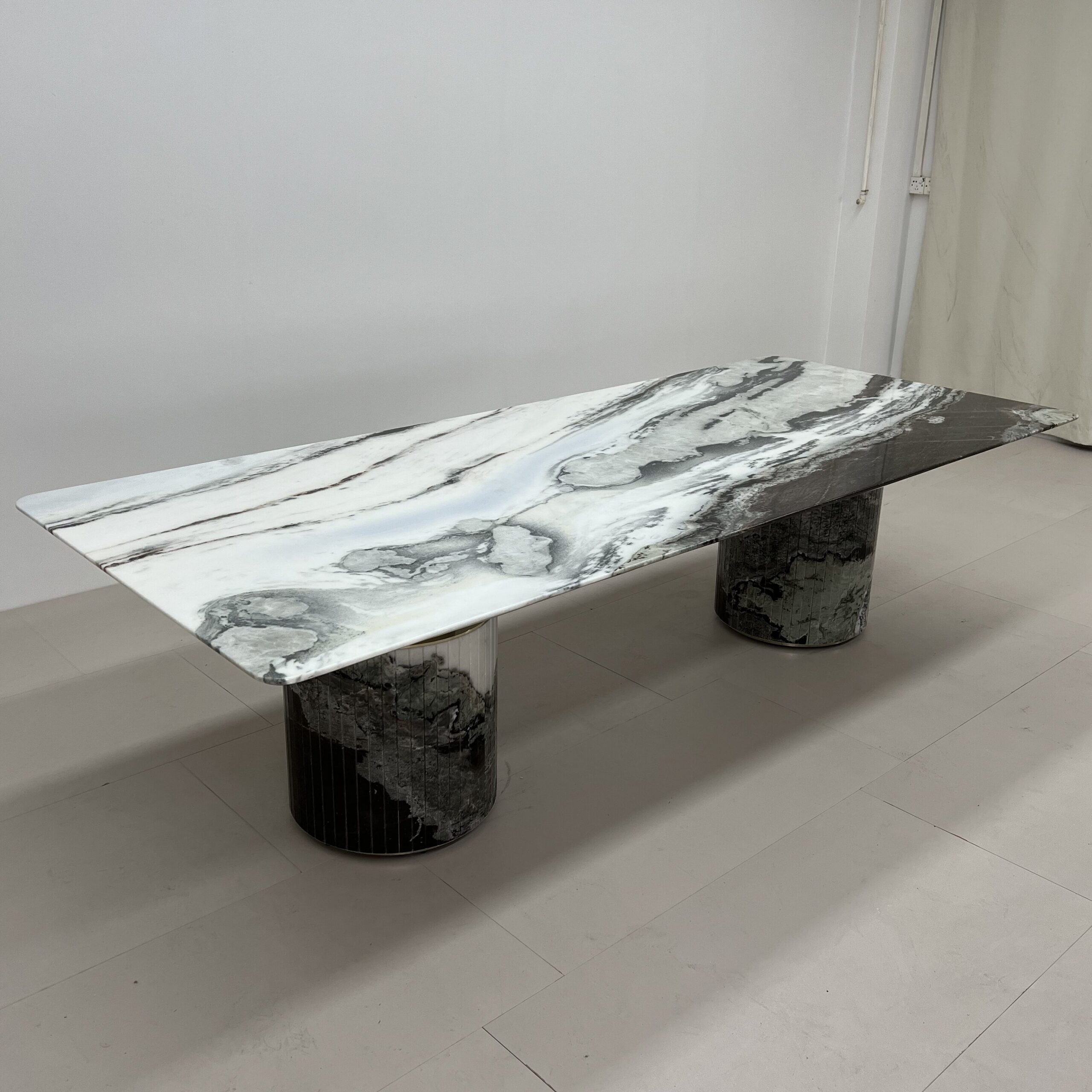 3.5m Luxury Villa House Nature Green Marble Dining Table MJ1302 - 图片 4