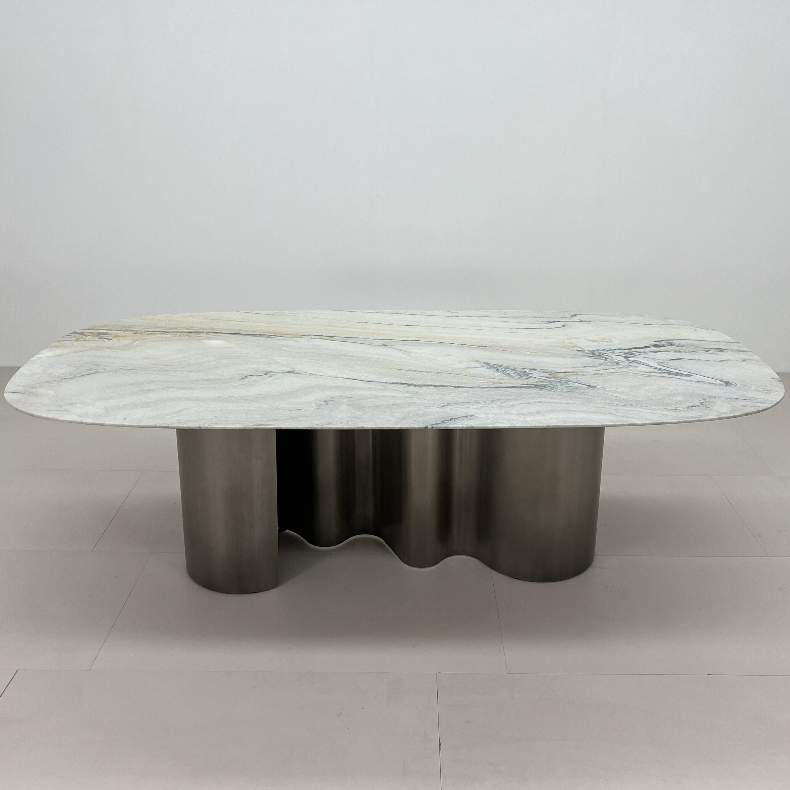 2.4m Wave‑designed Natural Marble Dining Table MJ1296 - 图片 2