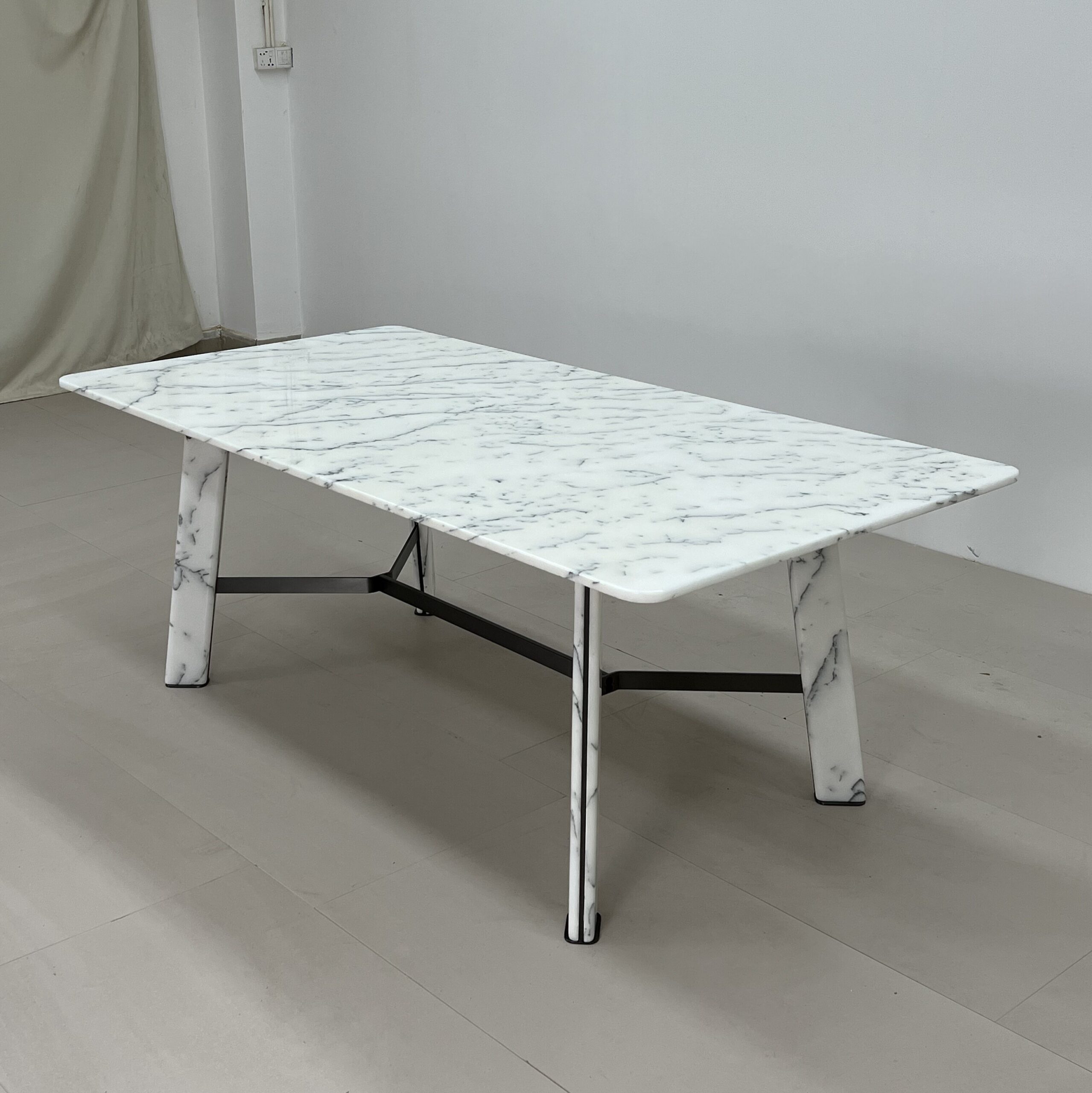 2m Modern Italian Natural White Marble Dining Table MJ1330 - 图片 3