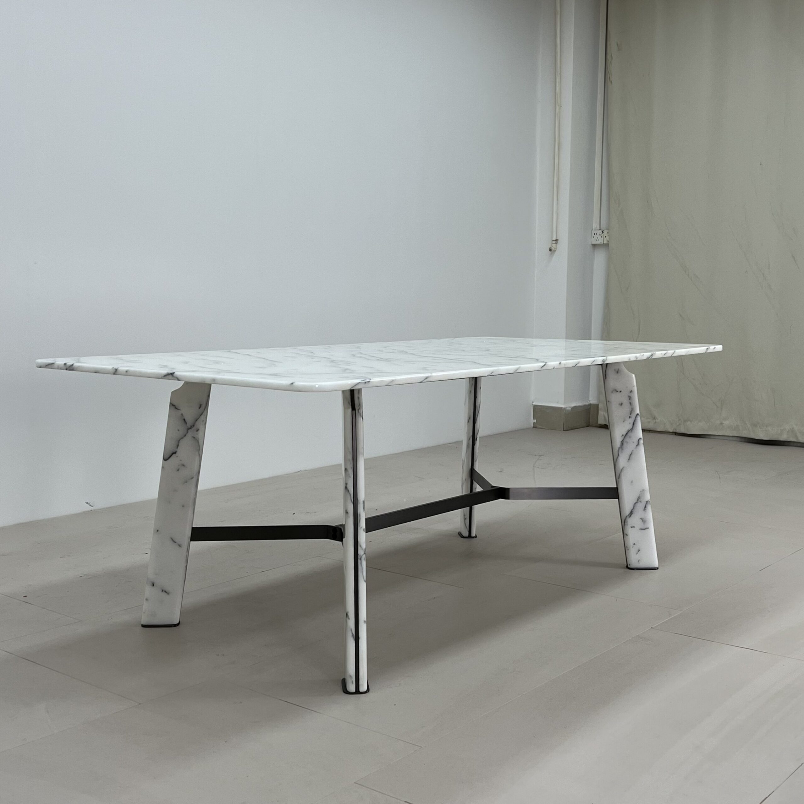 2m Modern Italian Natural White Marble Dining Table MJ1330 - 图片 4