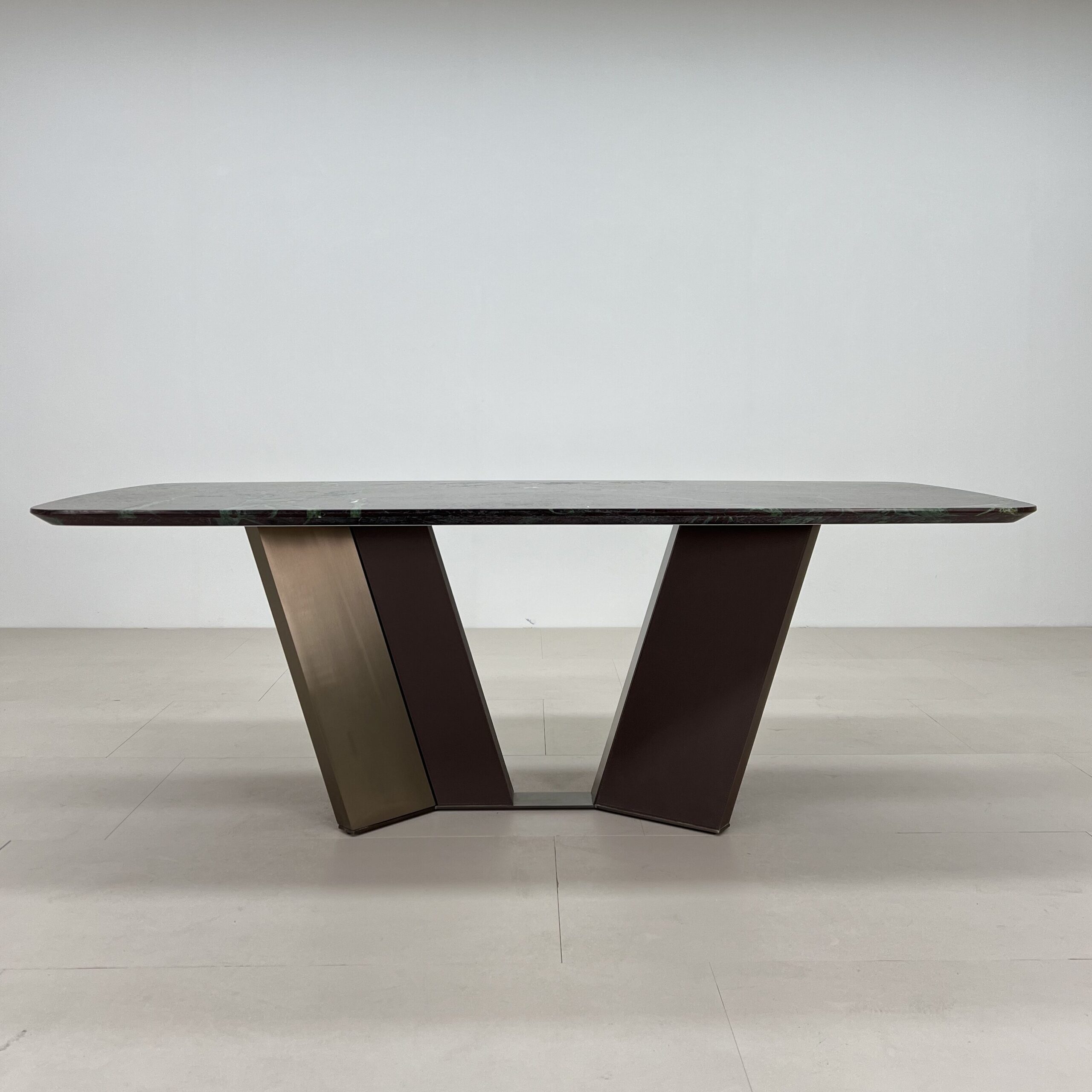 2.2m Sleek Light‑Luxury Upholstered Stainless‑Steel & Natural Marble Dining Table MJ1287 - 图片 3