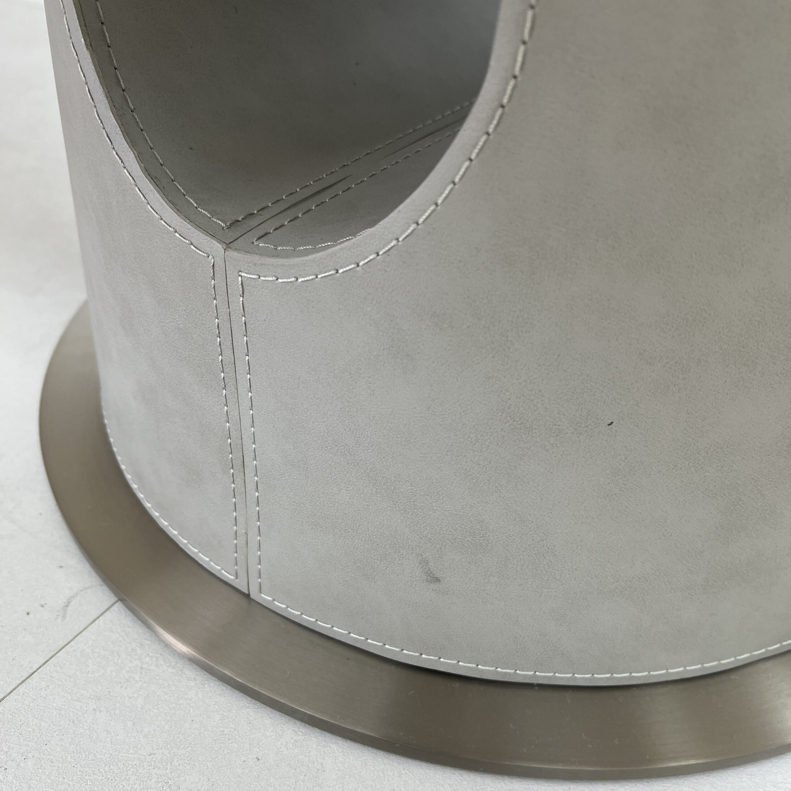 2.2m Two Hollow Waist‑form Leather‑Wrapped Bases Nature Marble Dining Table MJ1272B - 图片 3