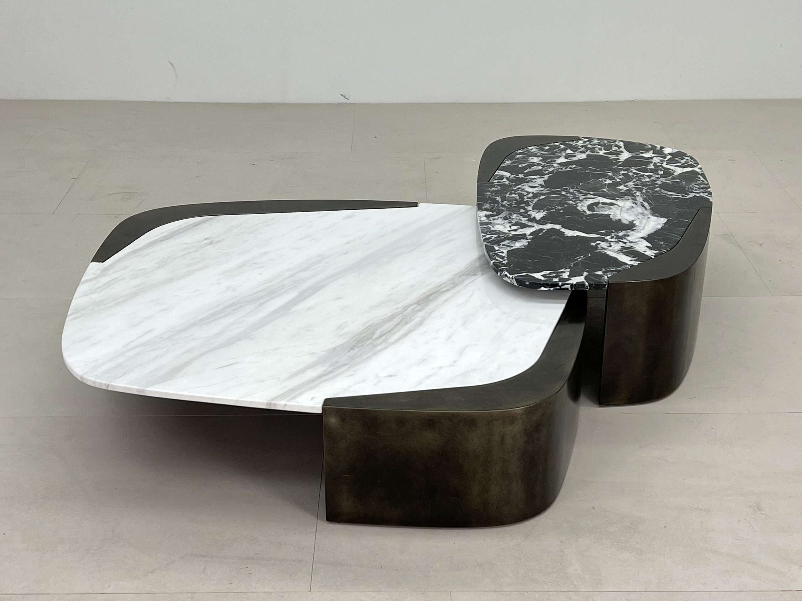 1.2m Curved Stainless Steel Base Combo Coffee Table MJ2070 - 图片 2