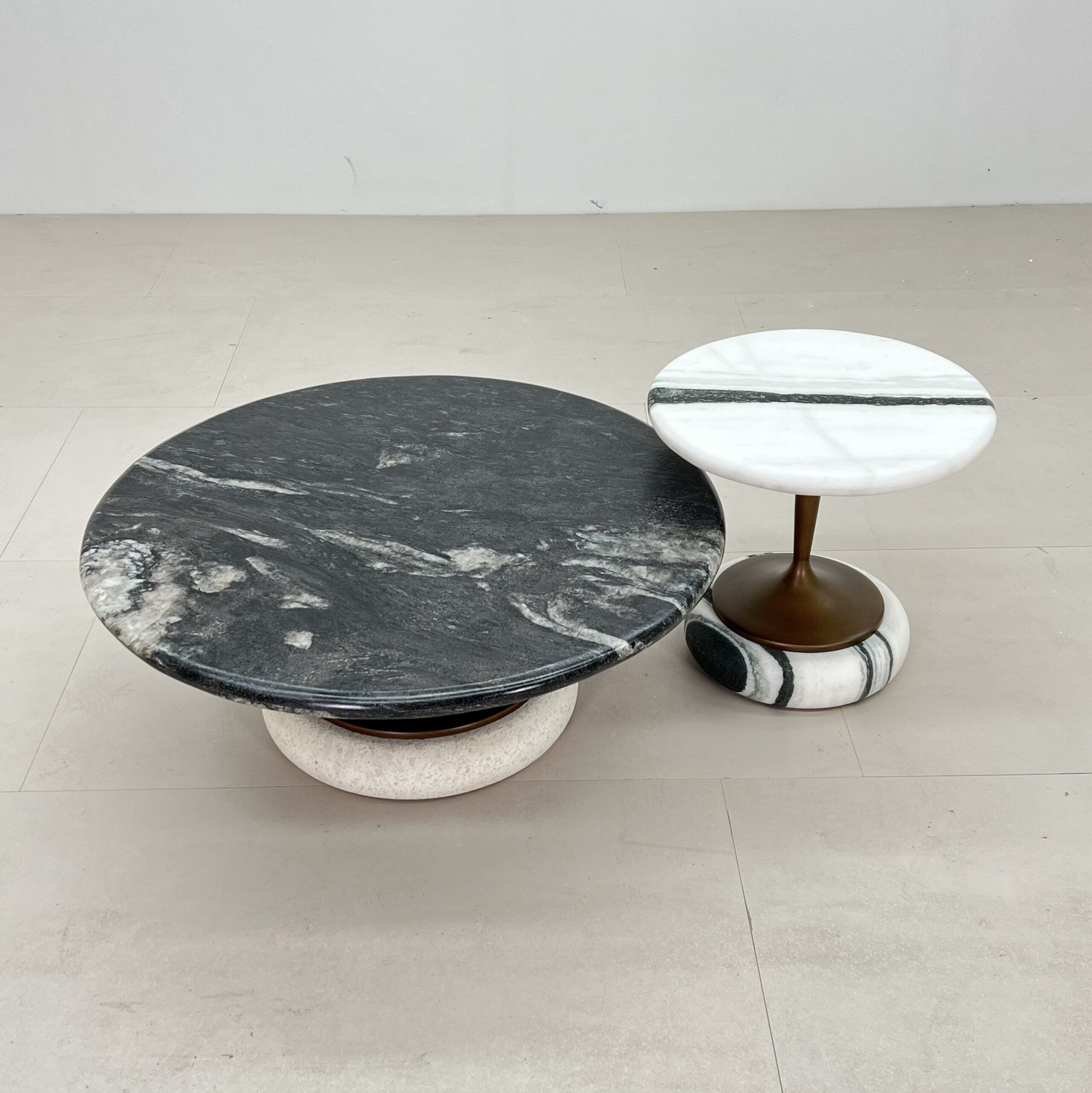 Tulip‑Shaped Solid stone Base Coffee Table Set MJ2060 - 图片 2
