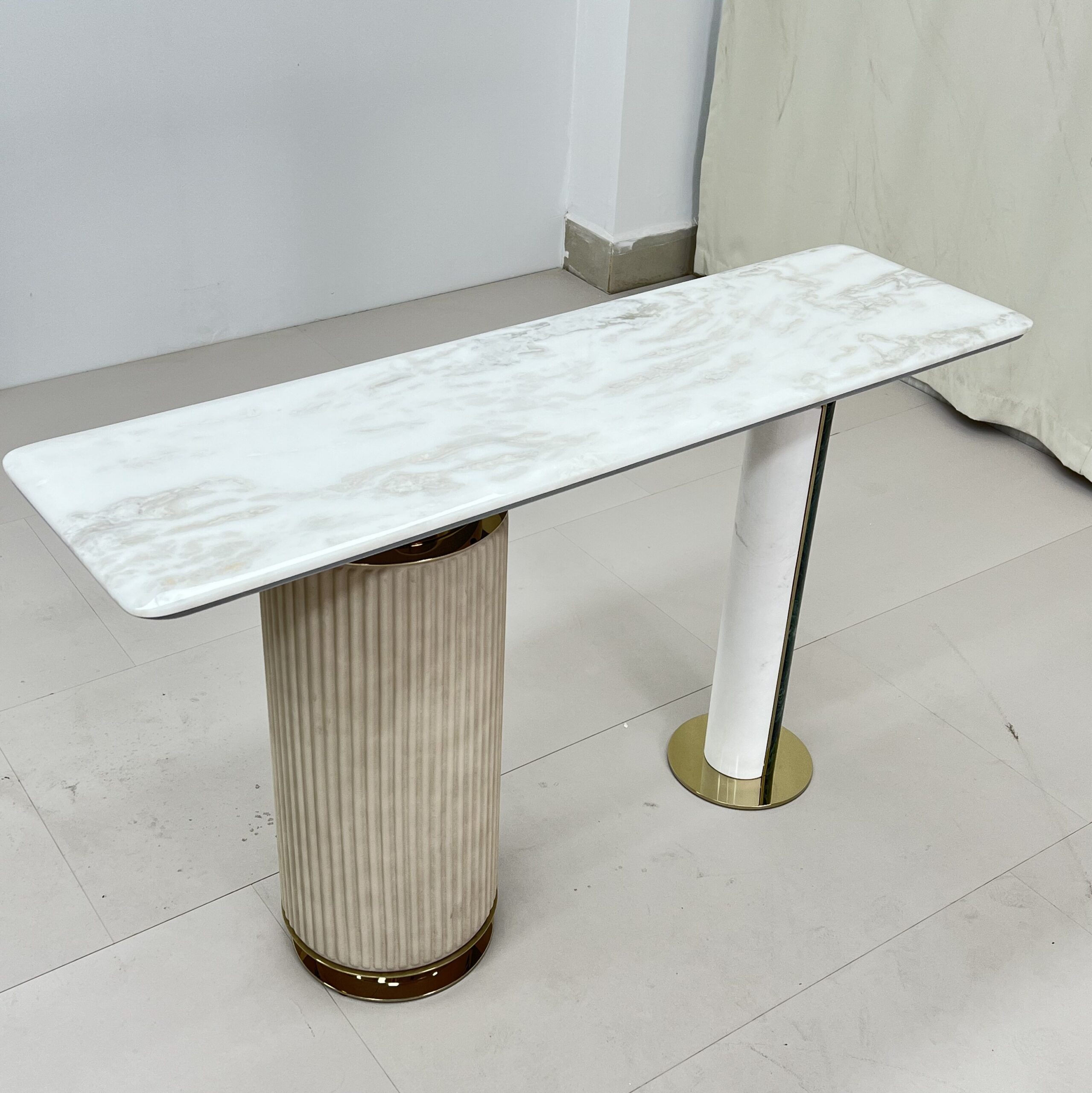 1.4m Roman Pillar Design Natural Marble Console Table MJ339 - 图片 3