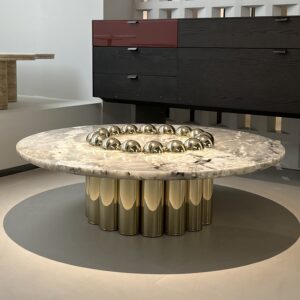 1.1m Coffee Table With Tabletop Inset Metal Balls MJ2071A