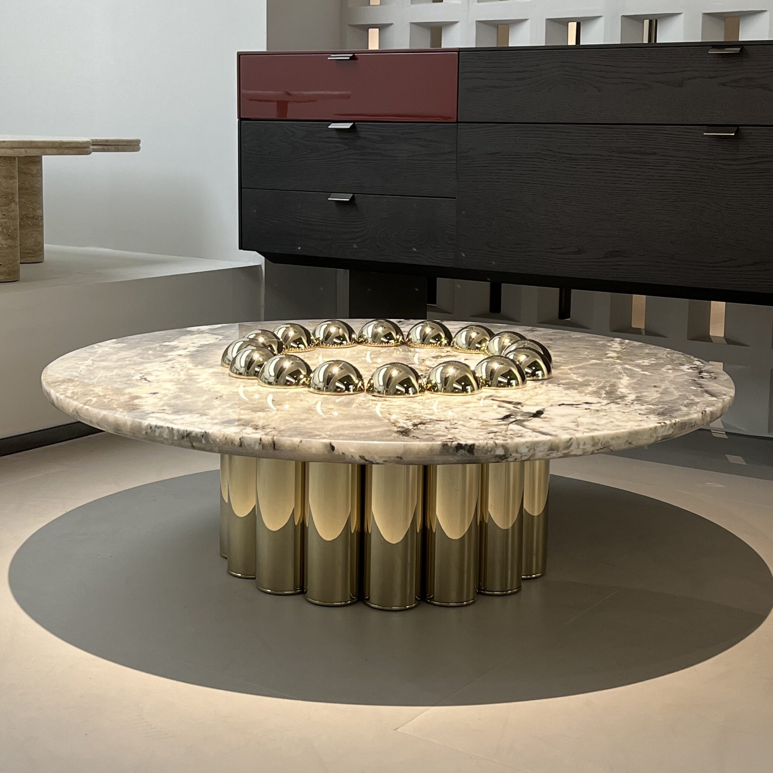 1.1m Coffee Table With Tabletop Inset Metal Balls MJ2071A