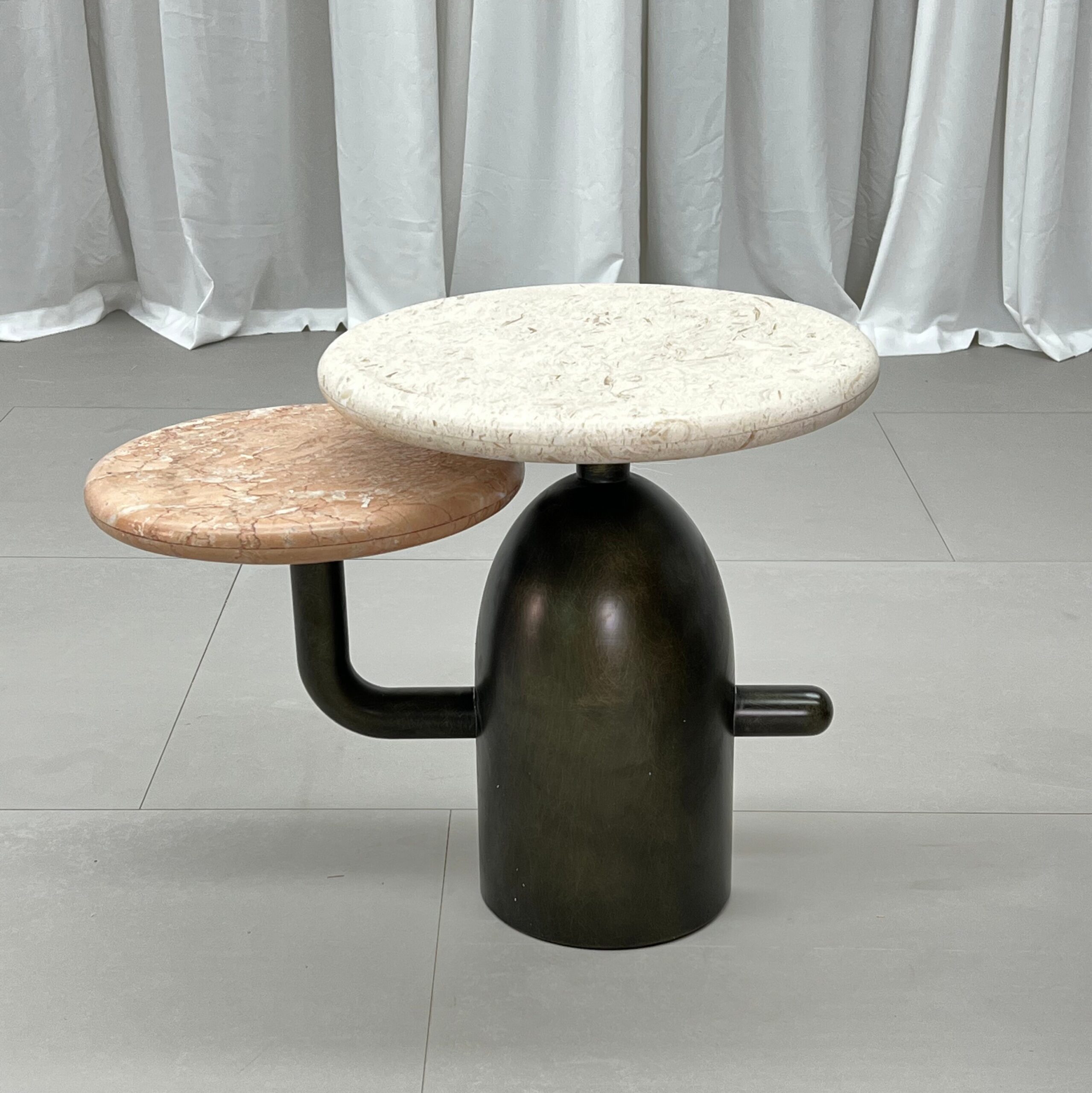 1m Industrial Pipe‑Design Natural Marble Nesting Coffee Table Set MJ2081 - 图片 5