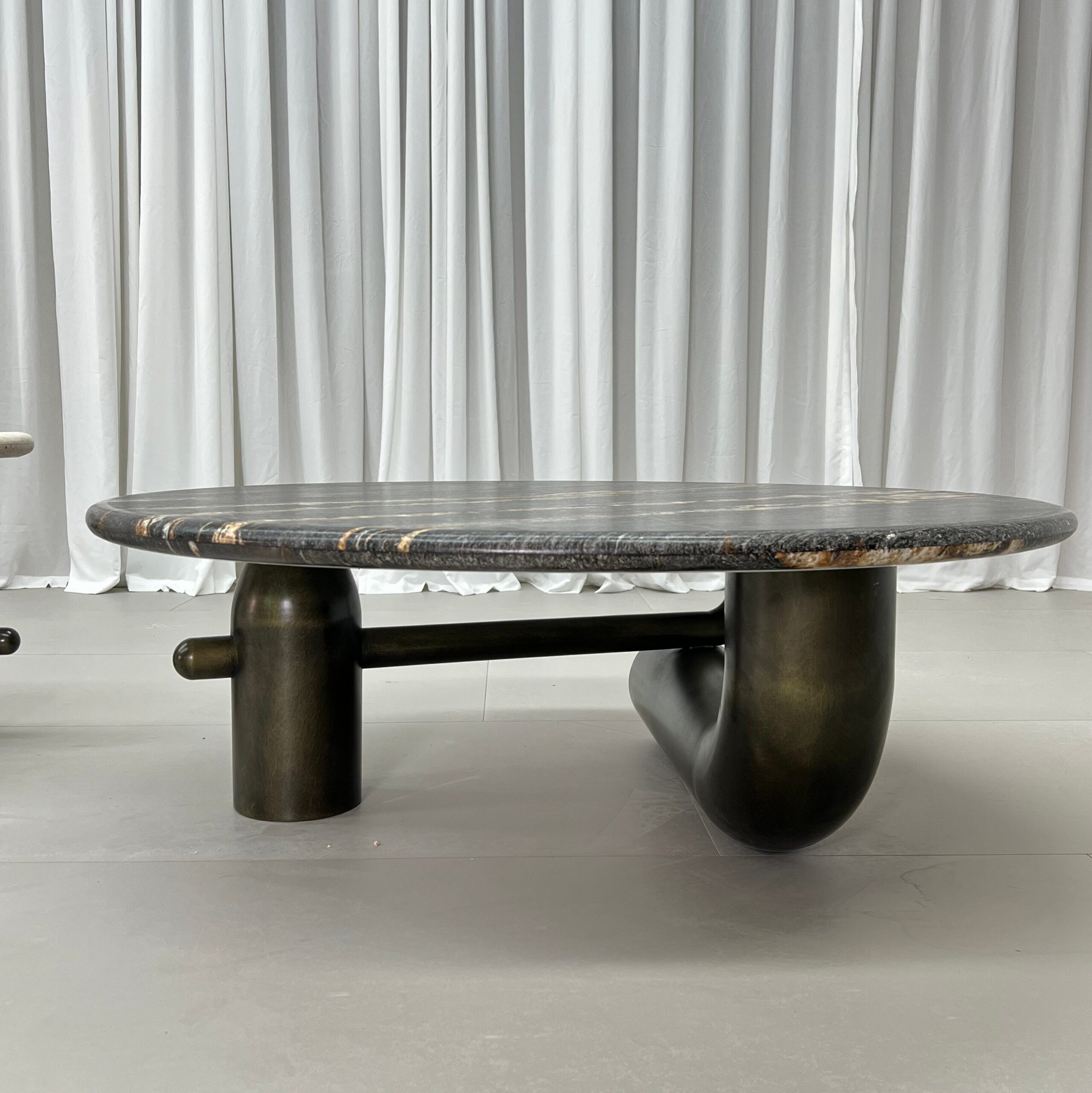 1m Industrial Pipe‑Design Natural Marble Nesting Coffee Table Set MJ2081 - 图片 4